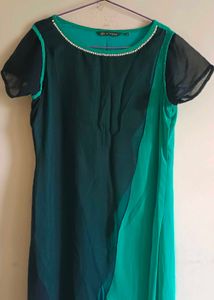 Georgette Teal & Green Kurta