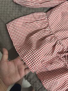 Red Gingham Peplum Blouse