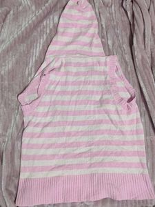 Aesthetic Korean Style Striped Sleeveless Hoodie