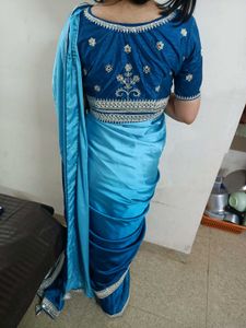 Blue Ombre Saree with Embellished Border