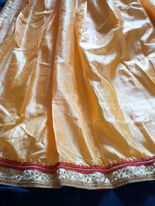 Golden Ethnic Skirt with Red Border
