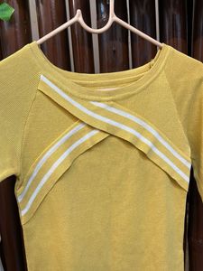Yellow Striped Knit Top
