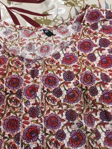 Floral Print Cotton Kurta