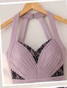 Elegant Lavender Halter Neck Gown