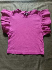 Cute Pink Ruffled Sleeve Top
