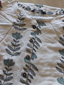 White Kurta with Floral Print
