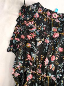 Floral Print Flutter Sleeve Dress