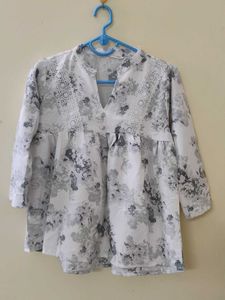 floral off white top casual wear