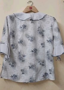 White Floral Ruffle Blouse
