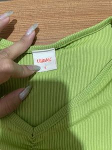 Green V-Neck Crop Top
