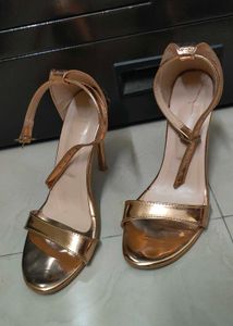 Party Golden Metallic Strappy Heeled Sandals