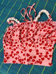 Cute Pink Heart Crop Top