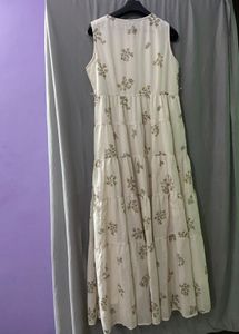 Chumbak Floral Tiered White Indowestern Dress