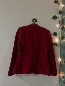 Red Single Button Blazer Jacket