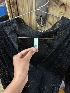 Elegant Black Lace Bell Sleeve Top