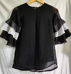 Chic Black Ruffle Sleeve Top
