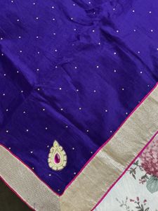 Elegant Purple Saree with Gold Border