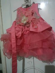 Coral Party Dress with Tulle Skirt