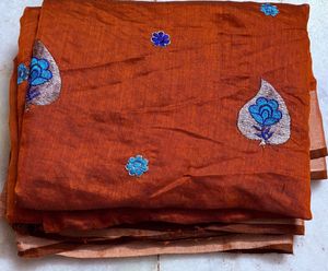 Comfy brown orange Saree