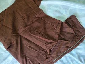 Brown Cargo Pants with Zipper Accents