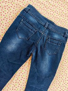 Cute Blue Denim Jeans with Ruffles