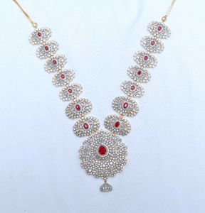 Exquisite Bridal Necklace with Red Stone