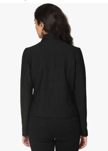 Textured Black Blazer with Gold Zippers