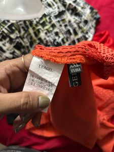 Orange Lace Overlay Top