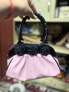 Pink & Black Floral Handbag