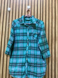 Green Plaid Button-Up Shirt