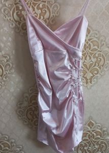 Pink Satin Mini Dress