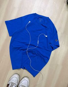 Champion Blue T-Shirt with Earbuds