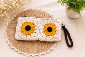 🌻 Sunflower Crochet Wallet – Handmade🌻