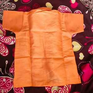 Cute Peach Kids Shirt and vastram set