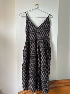 Black jaipuri block Print Midi Dress