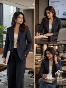 Chic Striped Women’s Formal Coat