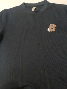 Men's Black Textured Sweater
