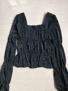 Korean Velvet Peplum Top