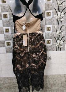 Stunning Black &amp; Gold Lace Dress