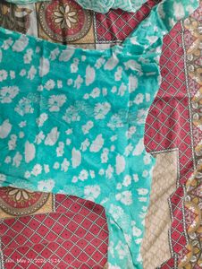 Teal Floral Kurta Set with Dupatta medium in seize