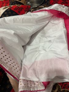 Elegant White &amp; Pink Saree unused
