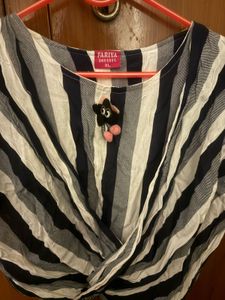 Striped Twist Front Top