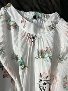 Pleated Floral Midi Skirt