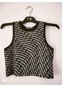 Black Crop Roadster Tshirt New Brand
