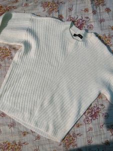 Cozy White Ribbed Knit Sweater🤍