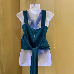 Elegant Teal V-Neck Button-Up Top