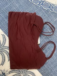 Burgundy Sports Bra with Strappy Detail