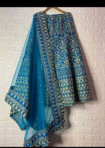 Blue Lehenga Choli with Gold Embroidery