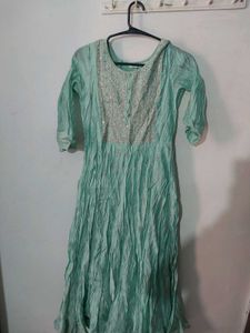 flarred Stunning Teal Kurta with Sequins