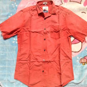 Orange Short Sleeve Button-Up Shirt